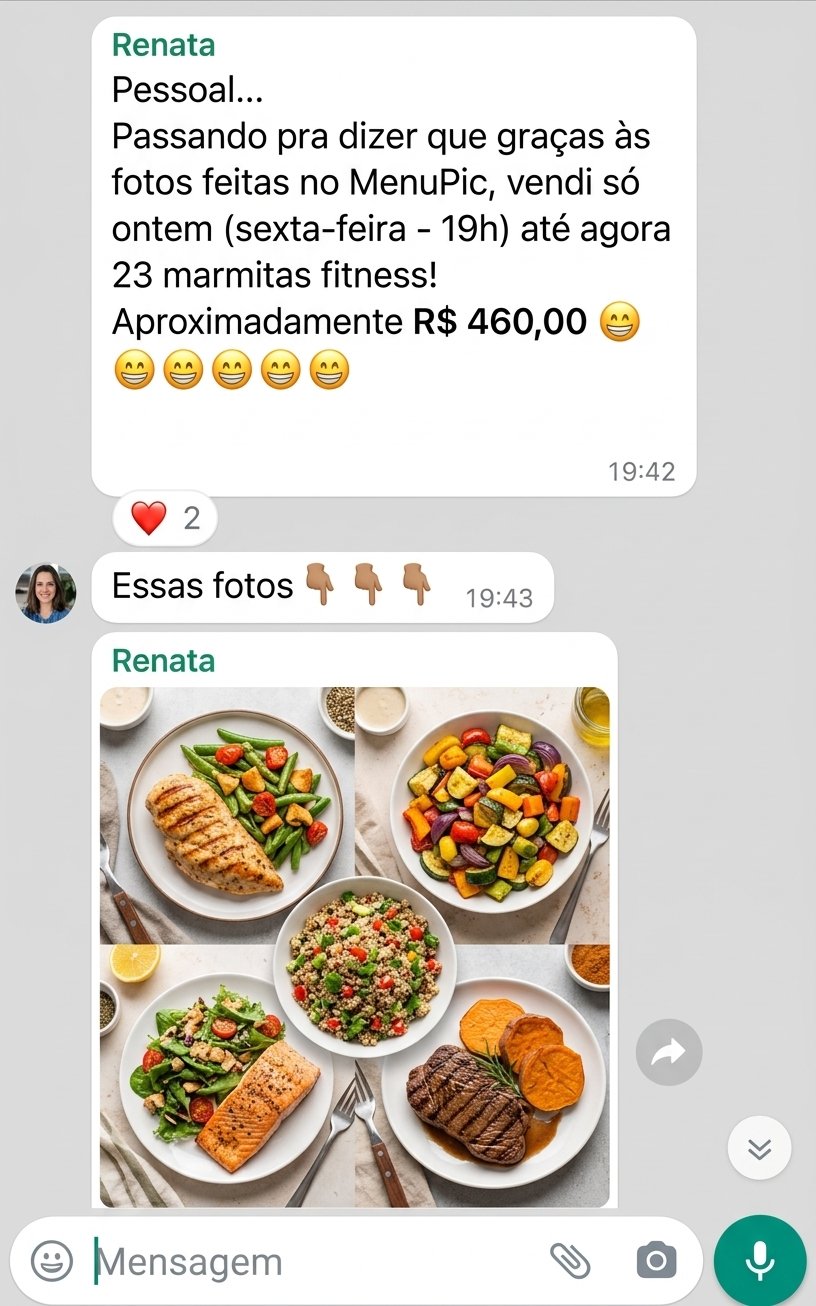 Print de conversa real de cliente usando o MenuPic